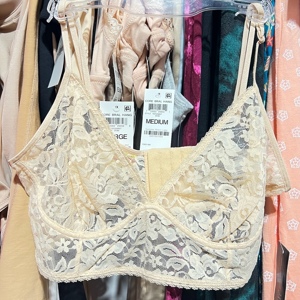 NWT Bralette Lace Almond Latte Adjustable Straps NEW Item - Picture 3 of 3
